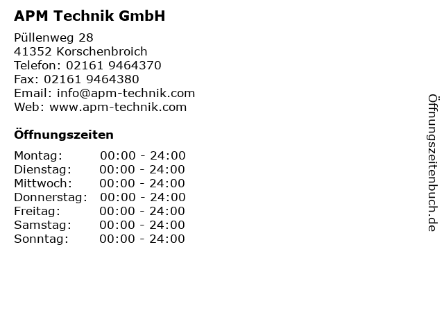 ffnungszeiten APM Technik GmbH P llenweg 28 in Korschenbroich